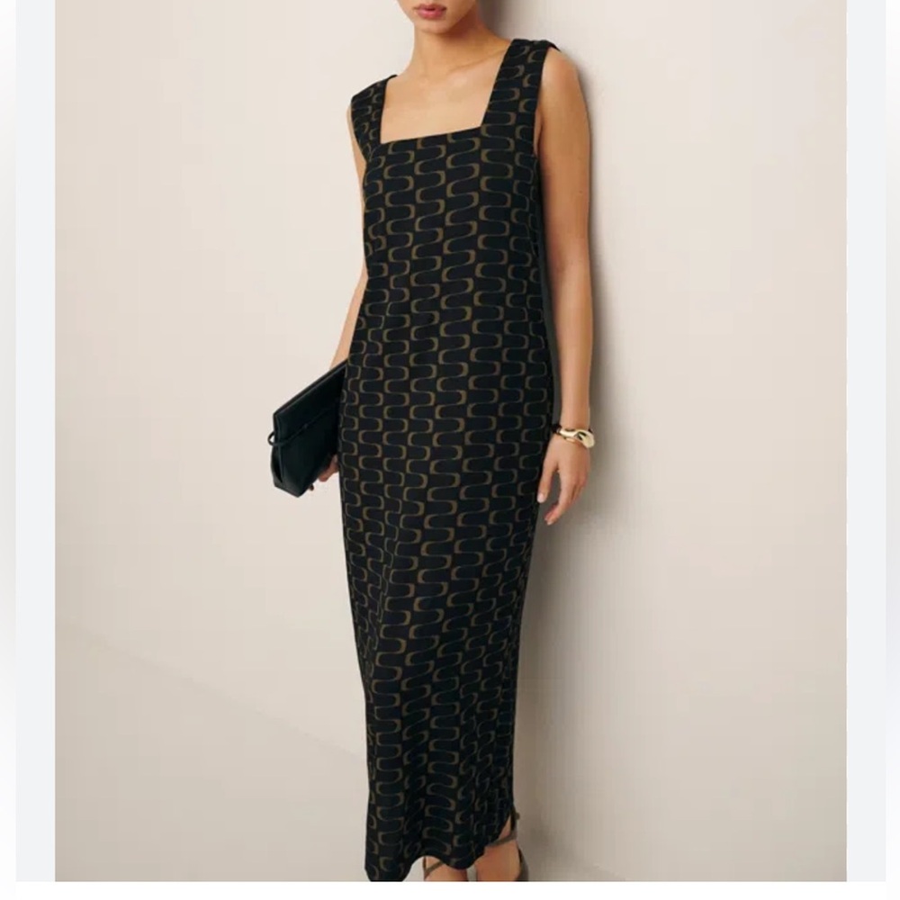 Reformation Vea Maxi Dress in Black and Brown